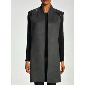 Neiman Marcus Cashmere Collection Luxury Double Face Chain Shoulder Gray Vest Sm